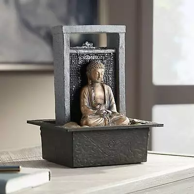 Meditating Buddha Asian Zen Bubbler Waterfall Indoor Tabletop Water Fountain 11  • $39.99