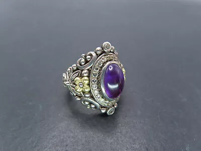 Barbara Bixby Sterling Silver/18K Gold & Amethyst/Topaz Ring Size 7 12.4g • $52