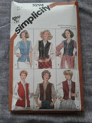 Vintage Women's Waistcoat Sewing Pattern Simplicity 5294 Size 14 Bust 36 Uncut • £6