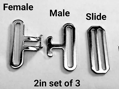 2  50mm SURCINGLE CLASP Clip SET Of 3 Male Female Slide Horse Rug Dog Coat Belt • £7.50