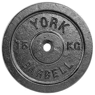 York 15kg Black Cast Iron 1Inch Plate • £34.99