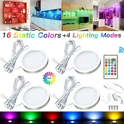 4 Pack RGB Under Cabinet Lights LED Kitchen Cupboard Shelf Counter Display Lamp • £17.99