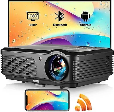 LED Android Projector BT WIFI Home Theater 1080P Movie Game HDMI*2 USB*2 VGA LCD • $172.30