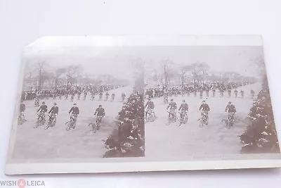 ✅ Stereo View Stereoviews Jarvis Chicago Bicycle Club Military Antique Postcard • $30.58