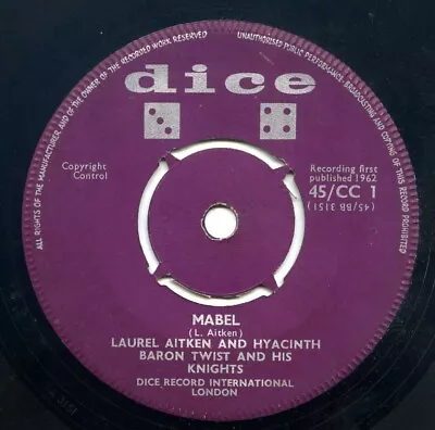 Laurel Aitken - Mabel / You Got Me Rockin'.  1962 Uk Ska 7  Single • £22.75