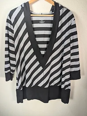 Venezia Hoodie 18/20 Black Gray Metallic Stripes 3/4 Sleeve • $9