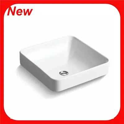KOHLER Vox 16 In. Square Bathroom Vessel Sink White W/Overflow Drain • $124.95