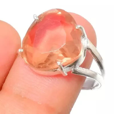 Morganite Gemstone Handmade 925 Sterling Silver Jewelry Ring Sz 8 (US) • $10.99