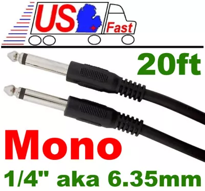 20ft Mono 1/4 Male~M Guitar/Amp/Microphone/PA/Mic Patch/Cable/Cord/Wire6.35mm{- • $9.98