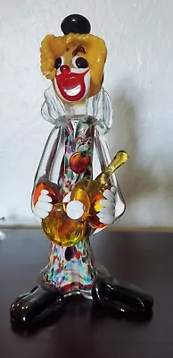 Vintage Murano Italy Hand Blown Art Glass Clown Figurine Musician 9 1/4 Inches • $49.99