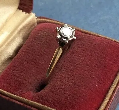 Antique Diamond Engagement Ring 1910 European Mine Cut Wedding 10K Gold 7.5 • $300