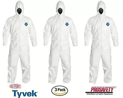 3- Dupont TYVEK Protective Clothing Disposable Paint Spray Coverall Bunny Suit • $26.75