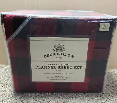 BEE & WILLOW Heavyweight 100% Cotton Buffalo Plaid Flannel Sheet Set Full Size • £26.01