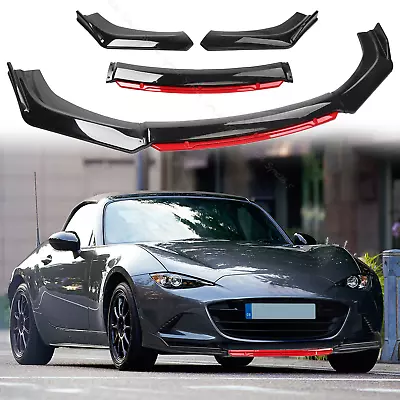 For Mazda 3 5 6 MX3 5 Front Bumper Lip Splitter Kit Glossy Black Red • $59.66