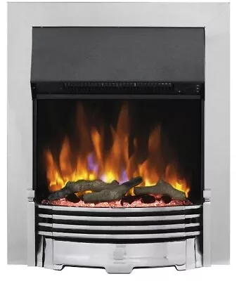 Used-Dimplex Helmsdale Optiflame Inset Electric Fire 2kW Chrome LED Flame Effect • £71.85