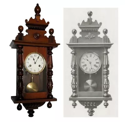 Antique Mechanical Wooden Wall Clock By Gebrüder Junghans From Black Forest 1923 • $390