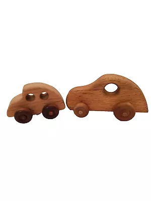 Vintage Handcrafted Children's Wood Toy Cars Handmade Wooden Kids Toys • $15