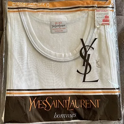 Vintage NWT YSL Men’s Tank White Small Ribbed. • $48