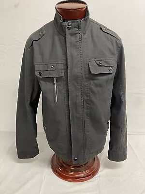 Grey Mens Jacket Moto Style Utility Coat Wantdo Size Medium Military Canvas Gray • $25