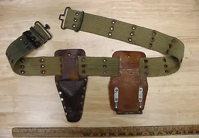 Vntg Green Web Belt W/Action Leathercraft Tool Holster & Malco Hammer LoopVGC • $15.99