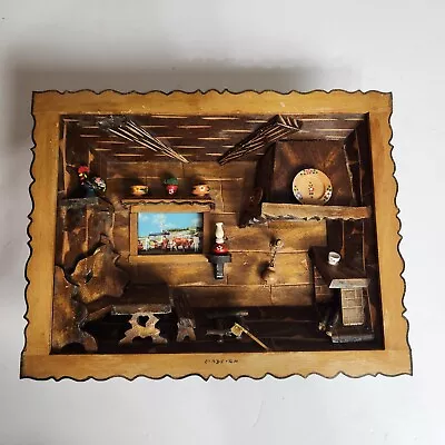 Vintage Portugal 3D Diorama Wooden Shadow Box Folk Art Rustic Kitchen Handmade • $30