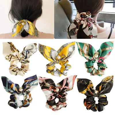 Hair Scrunchies  Satin Silk Gifts Ponytail Holder Girls Women Scarf Rope Bow UK • £2.40