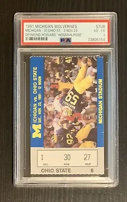 1991 Michigan Ohio State Ticket Stub - Desmond Howard “Heisman Pose” Game PSA • $345