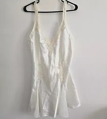 Vintage Victoria's Secret Wedding Bridal Satin Lace Sequin Ivory Chemise Teddy • $60