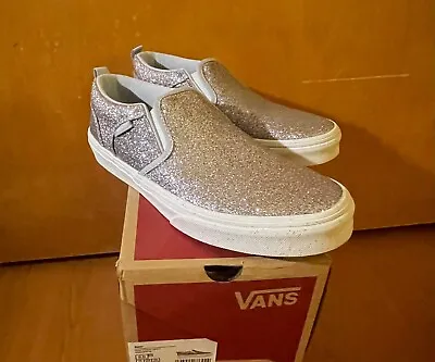 VANS ASHER Classic Slip On Glitter Shoes Youth 5Y Kids Girls Size 5 Sneakers NEW • $29.99