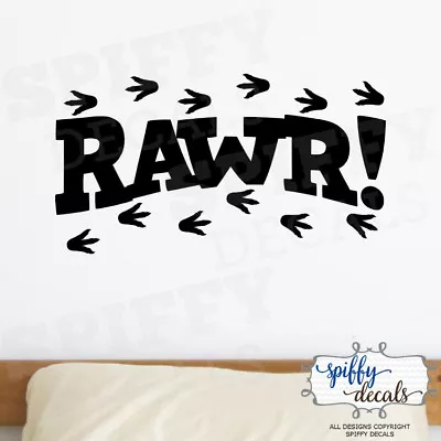 Rawr Dinosaur T-Rex Footprints Vinyl Wall Decal Decor Design Sticker Lettering  • $14.86