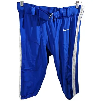 Mens Football Game Pants Nike Large Royal Blue Belt White Stripe Side Practice • $30