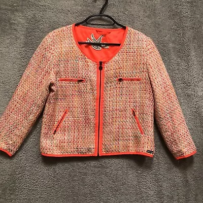 RED OR DEAD Blazer Jacket Size UK 10 3/4 Sleeve Multi Neon Orange Festival Etc • £12.50