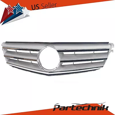 Sport Grill Front Bumper Grille Silver For Mercedes Benz W204 C-Class 2007-2014 • $47.19