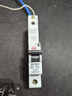 £6 • Buy Wylex NSBS6/1 C6 RCBO 6A 6 Amp Type C 'Type A RCD' 30mA Circuit Breaker