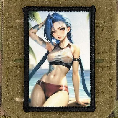 League Of Legends Arcane Jinx Morale Patch / Military Badge Tactical Hook 368 • $8.99