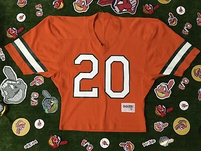 Vintage 80’s NCAA Miami Hurricanes Cropped Football Delong Jersey Size 40 • $30