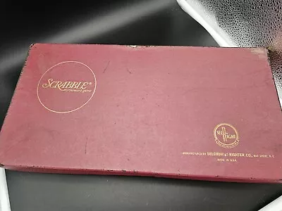Vintage SCRABBLE Board Game 1948-1953 Selchow & Righter Complete Set Maroon Box • $12