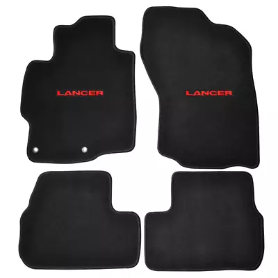 For 08-17 Mitsubishi Lancer Floor Mats Carpet Front & Rear Nylon W/ Red Emblem • $56.04