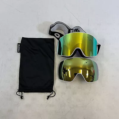 Crislex Magnetic Snowboard Ski Goggles OTG With 2 Interchangeable Lens • $29.99