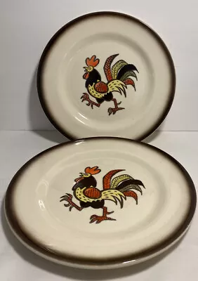 2 Vintage Metlox Poppytrail Red Rooster Vernon 7-1/4  Salad/Dessert Plates • $9.99