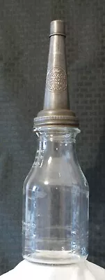 Antique Ball One Liquid Quart Glass Motor Oil Bottle Master Spout 1920s With Cap • $34.99