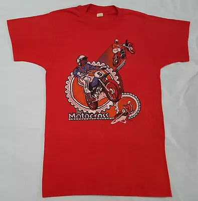 Vintage 1977 Motocross Racing Shirt Size SMALL S M 50/50 Single Stitch • $34.99