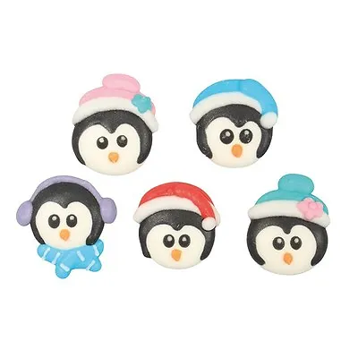 Christmas Penguins Sugar Pipings X 10 Edible Cake Decorations • £1.99