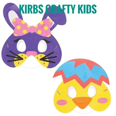 EASTER KIDS CRAFT COLOUR IN MASKS - Pk Of 2 Masks - CHILDREN'S PARTY ACTIVITY • £2.55