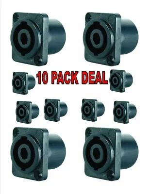 10 - Female Speakon Speaker Cable 4 Wire Panel Mount Audio Connector Total Of 10 • $17.95