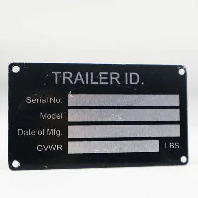 Pre-Engraved  TRAILER VIN ID PLATE DATA TAG SERIAL MODEL NUMBER IDENTIFICATION • $17.44