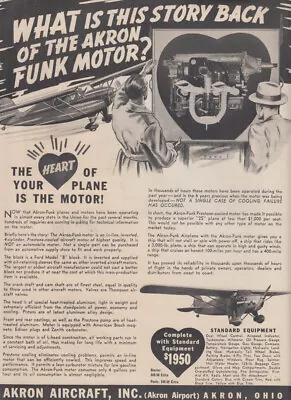 What Is The Story Back Of The Akron Funk Airplane Motor? Ad 1940 Ford Model B • $9.99