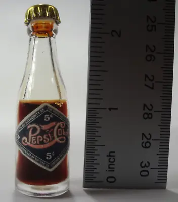 Pepsi Cola Glass Miniature Bottle Replica 1930s Logo 5 Cents Vintage • $27.99