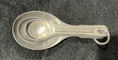 Vintage Aluminum Metal Nesting Oval Measuring Spoons With Ring US Std Set Of 4 • $8.50