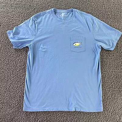 Vineyard Vines Shirt Mens L Large Blue Short Sleeve Graphic Jack Pompano Pocket • $12.99